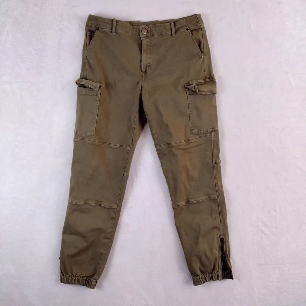 Michael Michael Kors Womens Olive Green Cargo Jogger Pants‎ Size 8 Zip Utility